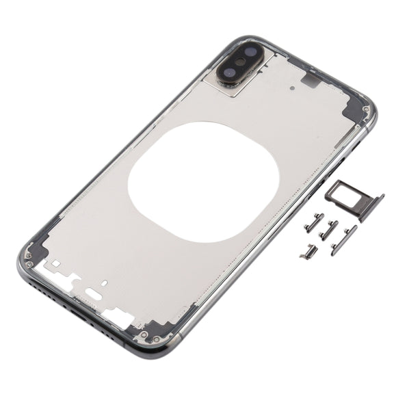 Transparent Back Cover with Camera Lens & SIM Card Tray & Side Keys for iPhone XS Max(Black)