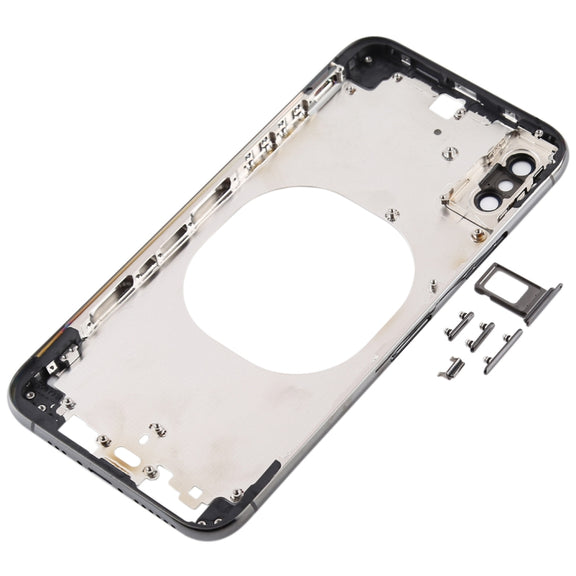 Transparent Back Cover with Camera Lens & SIM Card Tray & Side Keys for iPhone XS Max(Black)