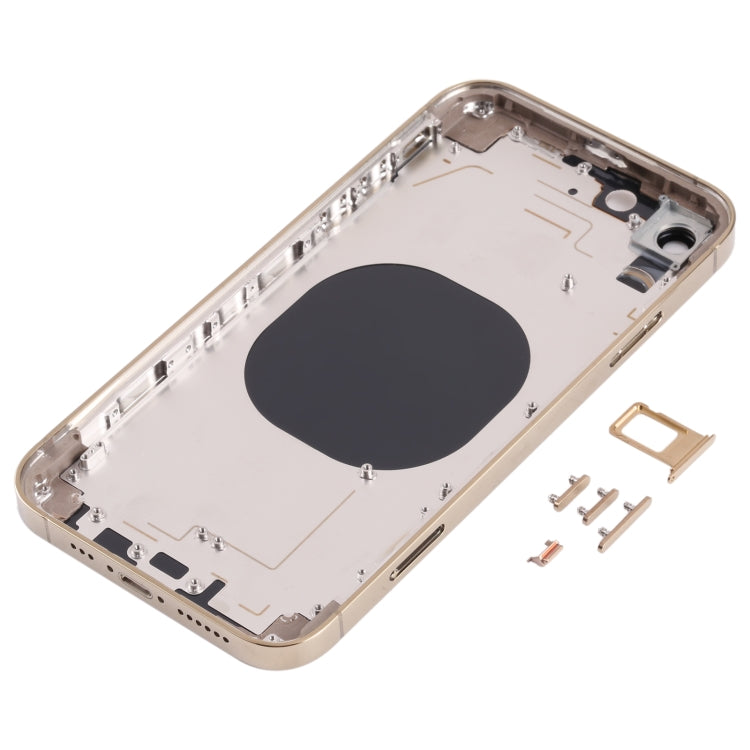 Stainless Steel Material Back Housing Cover with Appearance Imitation of iP13 Pro for iPhone XR(Gold)