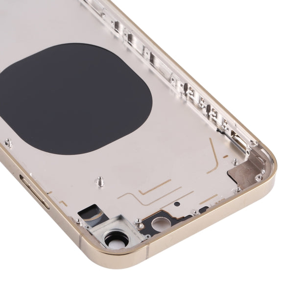 Stainless Steel Material Back Housing Cover with Appearance Imitation of iP13 Pro for iPhone XR(Gold)