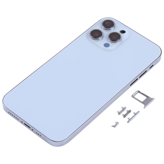 Stainless Steel Material Back Housing Cover with Appearance Imitation of iP13 Pro for iPhone XR(Blue)