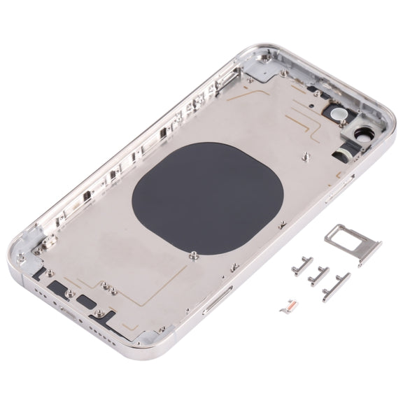 Stainless Steel Material Back Housing Cover with Appearance Imitation of iP13 Pro for iPhone XR(White)