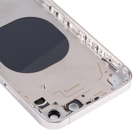 Stainless Steel Material Back Housing Cover with Appearance Imitation of iP13 Pro for iPhone XR(White)