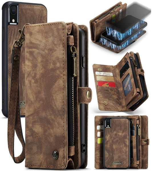 For iPhone XR CaseMe Detachable Multifunctional Horizontal Flip Leather Case with Card Slot & Holder & Zipper Wallet & Photo Frame (Brown) - More iPhone Cases by CaseMe | Online Shopping South Africa | PMC Jewellery | Buy Now Pay Later Mobicred