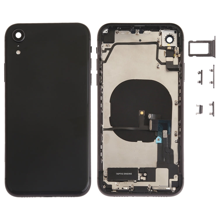Battery Back Cover Assembly (with Side Keys & Speaker Ringer Buzzer & Motor & Camera Lens & Card Tray & Power Button + Volume Button + Charging Port + Signal Flex Cable & Wireless Charging Module) for iPhone XR(Black) - Back Cover by PMC TechLife | Online Shopping South Africa | PMC TechLife | Buy Now Pay Later Mobicred