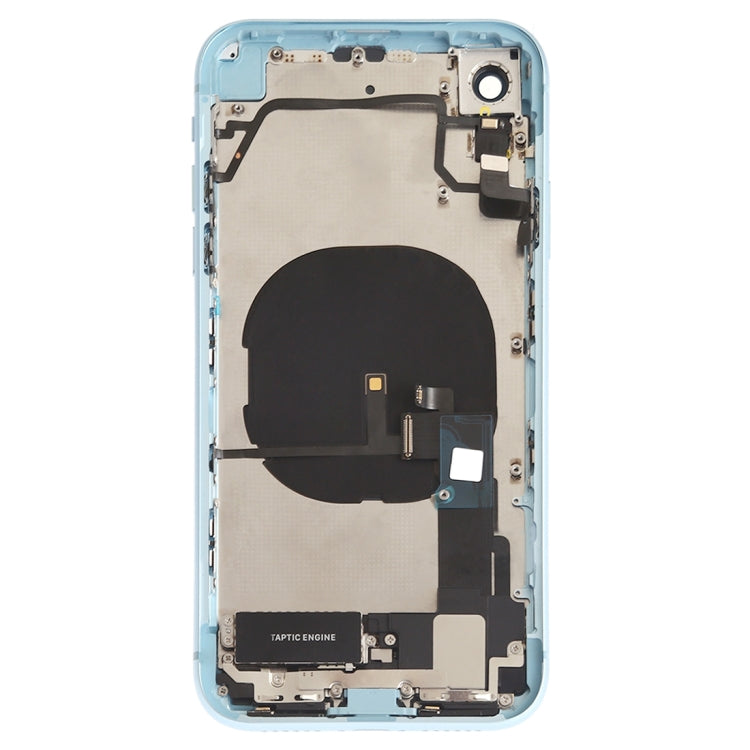 Battery Back Cover Assembly (with Side Keys & Speaker Ringer Buzzer & Motor & Camera Lens & Card Tray & Power Button + Volume Button + Charging Port + Signal Flex Cable & Wireless Charging Module) for iPhone XR(Blue) - Back Cover by PMC TechLife | Online Shopping South Africa | PMC TechLife