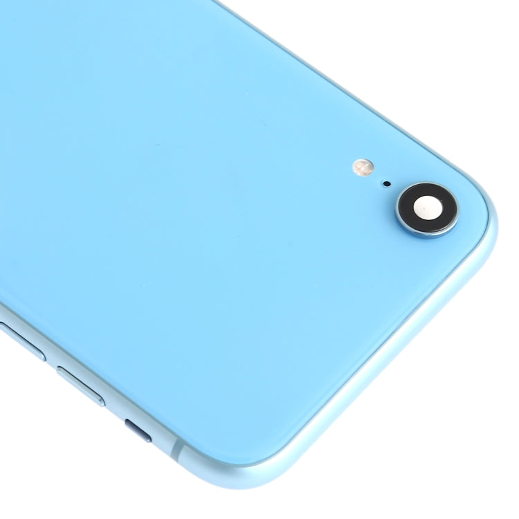 Battery Back Cover Assembly (with Side Keys & Speaker Ringer Buzzer & Motor & Camera Lens & Card Tray & Power Button + Volume Button + Charging Port + Signal Flex Cable & Wireless Charging Module) for iPhone XR(Blue) - Back Cover by PMC TechLife | Online Shopping South Africa | PMC TechLife