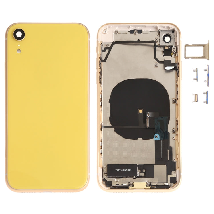 Battery Back Cover Assembly (with Side Keys & Speaker Ringer Buzzer & Motor & Camera Lens & Card Tray & Power Button + Volume Button + Charging Port + Signal Flex Cable & Wireless Charging Module) for iPhone XR(Yellow) - Back Cover by PMC TechLife | Online Shopping South Africa | PMC TechLife