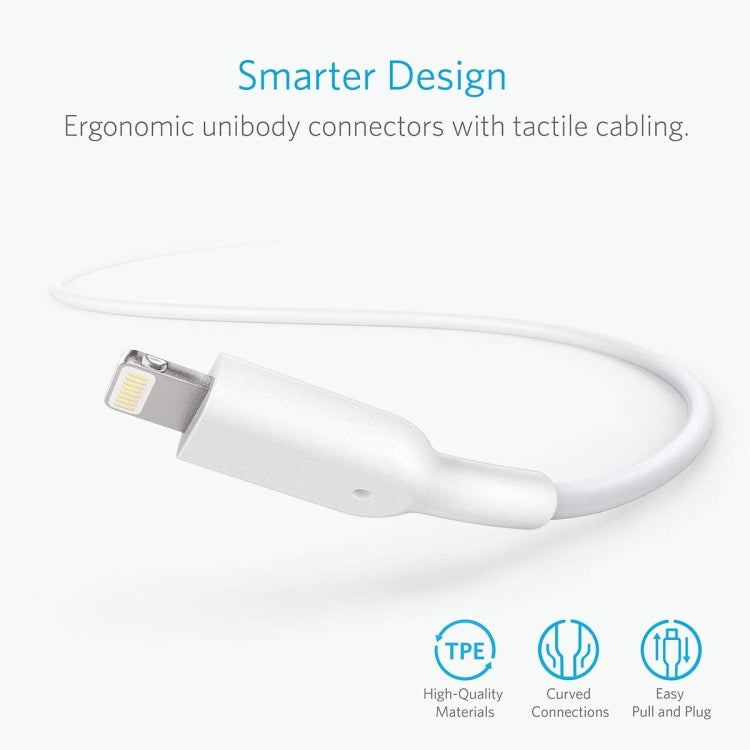 ANKER PowerLine II USB to 8 Pin MFI Certificated Charging Data Cable, Length: 0.9m(White) - MFI Cable by ANKER | Online Shopping South Africa | PMC Jewellery | Buy Now Pay Later Mobicred