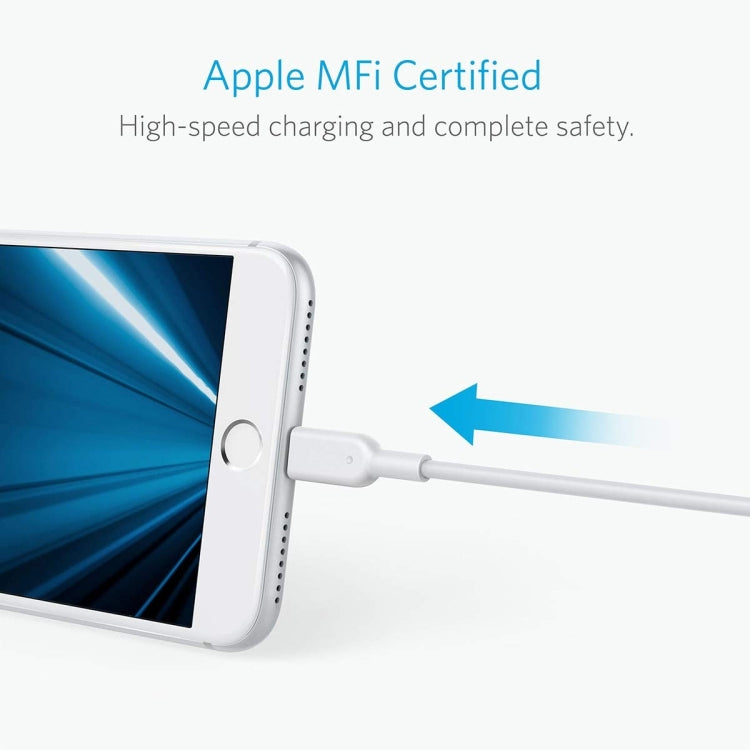 ANKER PowerLine II USB to 8 Pin MFI Certificated Charging Data Cable, Length: 0.9m(White) - MFI Cable by ANKER | Online Shopping South Africa | PMC Jewellery | Buy Now Pay Later Mobicred