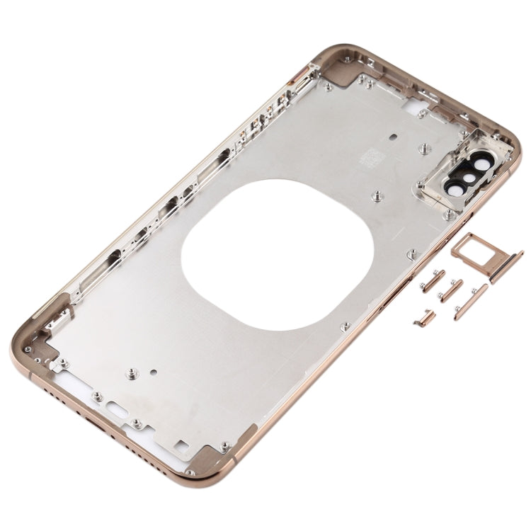 Transparent Back Cover with Camera Lens & SIM Card Tray & Side Keys for iPhone XS(Gold)