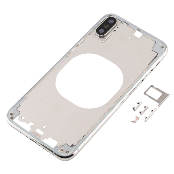 Transparent Back Cover with Camera Lens & SIM Card Tray & Side Keys for iPhone XS(White)