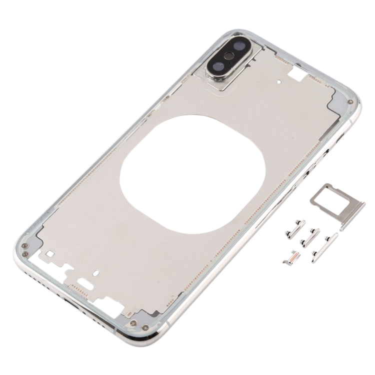 Transparent Back Cover with Camera Lens & SIM Card Tray & Side Keys for iPhone XS(White)