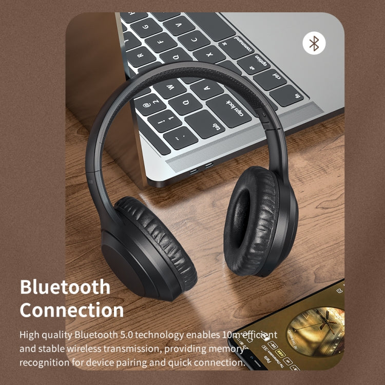 ROCK Space O2 HiFi Bluetooth 5.0 Wireless Headset with Mic, Support TF Card(Black) - free shipping - PMC TechLife - Order now!