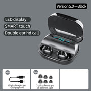 263 TWS CVC8.0 Noise Cancelling Bluetooth Earphone with Charging Box, Support Touch & Three-screen LED Battery Display & Phone Holder & Power Bank & HD Call & Voice Assistant(Black)