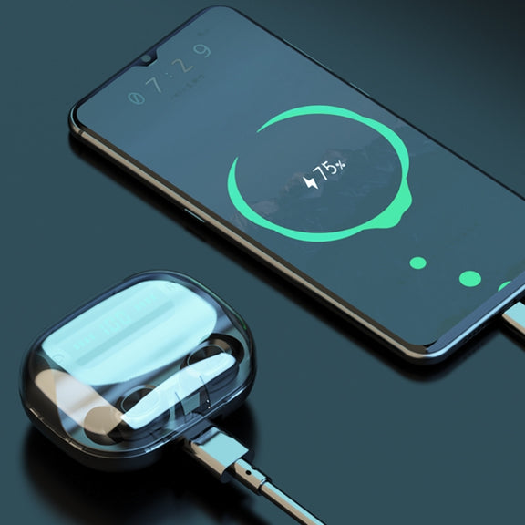 263 TWS CVC8.0 Noise Cancelling Bluetooth Earphone with Charging Box, Support Touch & Three-screen LED Battery Display & Phone Holder & Power Bank & HD Call & Voice Assistant(Black)