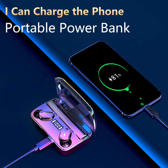 A9 TWS CVC8.0 and DSP Dual Noise Cancelling Bluetooth Earphone with Magnetic Charging Box & LED Digital Display, Support Touch & HD Call & Siri & Power Bank(Black)