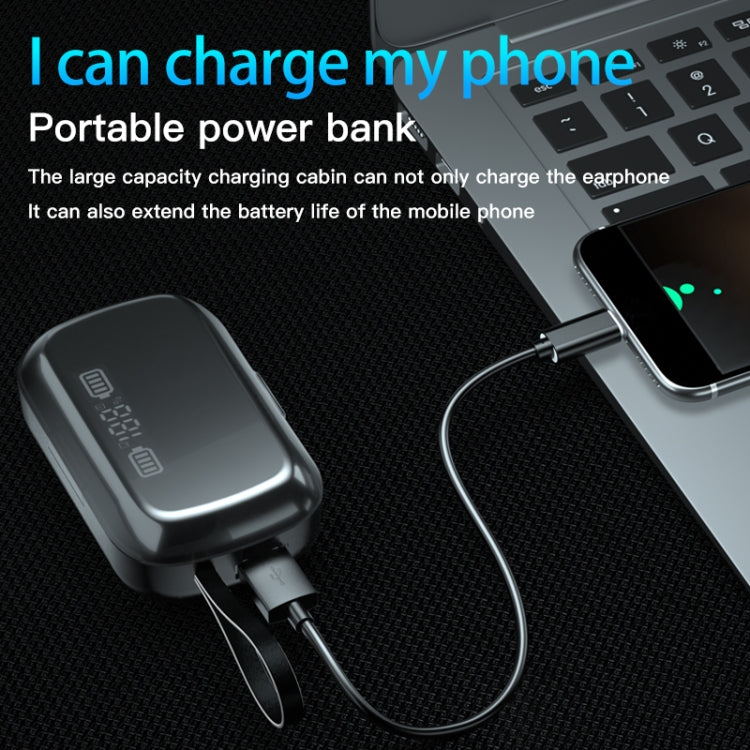A13 TWS CVC8.0 and DSP Dual Noise Cancelling Touch Bluetooth Earphone with Charging Box, Support LED Digital Display & Clock & Flashlight & HD Call & Siri & Power Bank(Black)