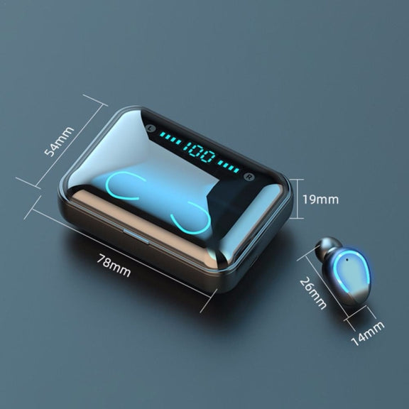 F9-5 Intelligent Noise Cancelling Touch Bluetooth Earphone with Charging Box, Supports Three-screen LED Power Display & HD Call & Power Bank & Siri(Black)