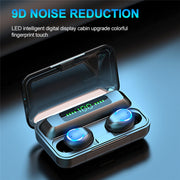 F9-9 TWS CVC8.0 Noise Cancelling Bluetooth Earphone with Charging Box, Support Touch Lighting Effect & Three-screen LED Power Display & Power Bank & Mobile Phone Holder & HD Call & Voice Assistant(Black)