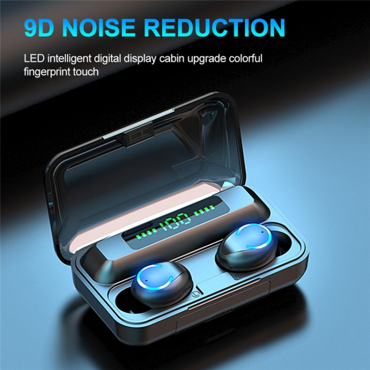 F9-9 TWS CVC8.0 Noise Cancelling Bluetooth Earphone with Charging Box, Support Touch Lighting Effect & Three-screen LED Power Display & Power Bank & Mobile Phone Holder & HD Call & Voice Assistant(Black)