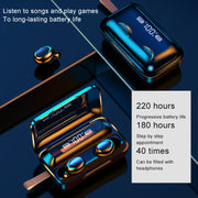 F9-5C Jerry Solution Touch Bluetooth Earphone with Magnetic Charging Box, Support Three-screen LED Power Display & Power Bank & Call & Siri & Hand Strap (Black)
