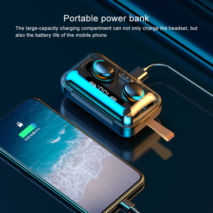 F9-5C Jerry Solution Touch Bluetooth Earphone with Magnetic Charging Box, Support Three-screen LED Power Display & Power Bank & Call & Siri & Hand Strap (Black) - Bluetooth Earphone by PMC TechLife | Online Shopping South Africa | PMC TechLife