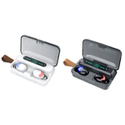 F9-5C Four-bar Breathing Light + Digital Display Noise Reduction Bluetooth Earphone with Hand Strap(Black)
