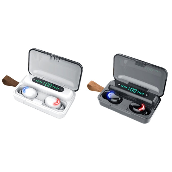 F9-5C Four-bar Breathing Light + Digital Display Noise Reduction Bluetooth Earphone with Hand Strap(Black)