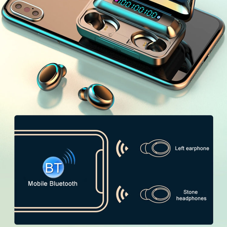 F9-5C Three-screen Digital Display Noise Reduction Bluetooth Earphone with Hand Strap(Black)