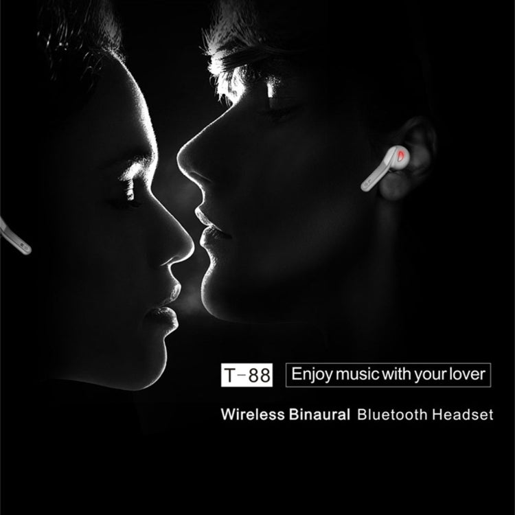 T-88 TWS Bluetooth V5.0 Wireless Stereo Earphones with Magnetic Charging Box(White)