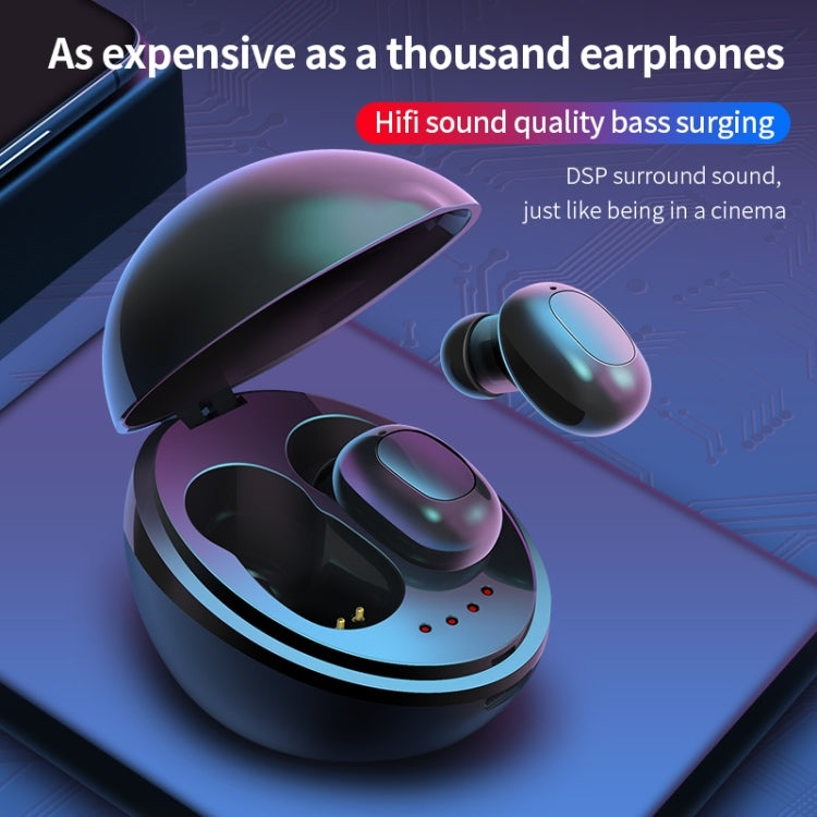 A10 TWS Space Capsule Shape Wireless Bluetooth Earphone with Magnetic Charging Box & Lanyard, Support HD Call & Automatic Pairing Bluetooth(Black White)