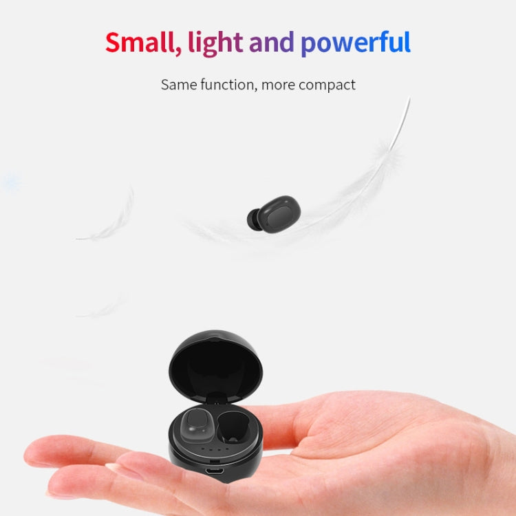 A10 TWS Space Capsule Shape Wireless Bluetooth Earphone with Magnetic Charging Box & Lanyard, Support HD Call & Automatic Pairing Bluetooth(Black)