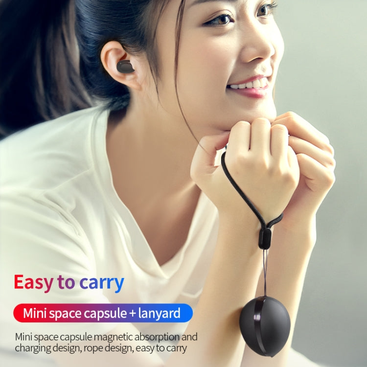 A10 TWS Space Capsule Shape Wireless Bluetooth Earphone with Magnetic Charging Box & Lanyard, Support HD Call & Automatic Pairing Bluetooth(White + Black) - TWS Earphone by PMC TechLife | Online Shopping South Africa | PMC TechLife
