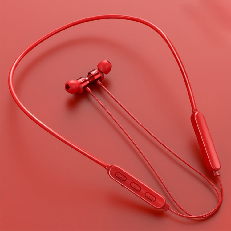 Bluetooth 5.1 Round Wire Neck-mounted Bluetooth Sports Earphone with Magnetic Function(Red) - Neck-mounted Earphone by PMC TechLife | Online Shopping South Africa | PMC TechLife