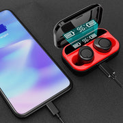 X5 TWS Bluetooth V5.0 Wireless Stereo Headset with Charging Case and Digital Display, Support Intelligent Pairing(Black Red)