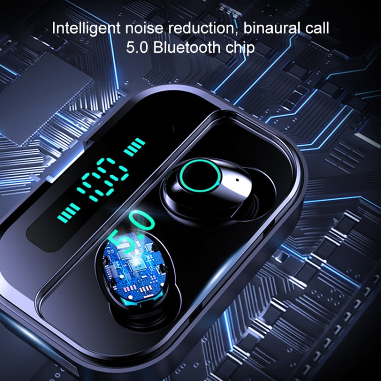 M7 TWS V5.0 Binaural Wireless Stereo Bluetooth Headset with Charging Case and Digital Display(Black)
