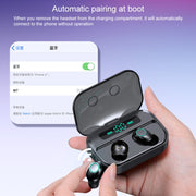 M7 TWS V5.0 Binaural Wireless Stereo Bluetooth Headset with Charging Case and Digital Display(Black)
