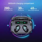 M7 TWS V5.0 Binaural Wireless Stereo Bluetooth Headset with Charging Case and Digital Display(White)