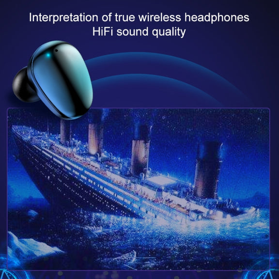 X7 TWS V5.0 Binaural Wireless Stereo Bluetooth Headset with Charging Case and Digital Display(Black)
