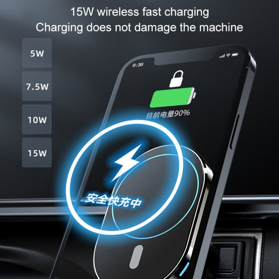 JJT-968 15W Max Output Magnetic Car Air Outlet Bracket Wireless Charger(Green)