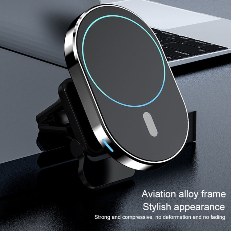 JJT-968 15W Max Output Magnetic Car Air Outlet Bracket Wireless Charger(Green)