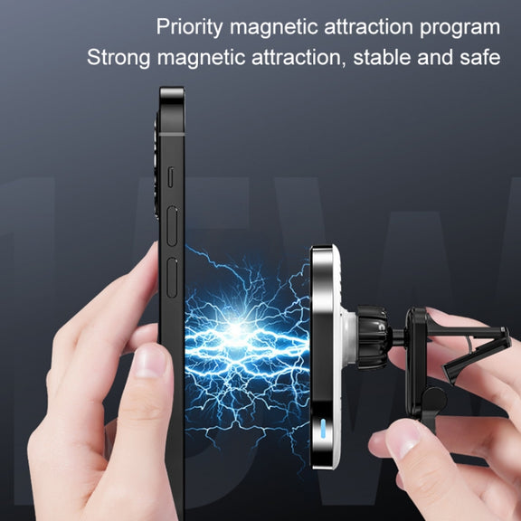 JJT-968 15W Max Output Magnetic Car Air Outlet Bracket Wireless Charger(Black)