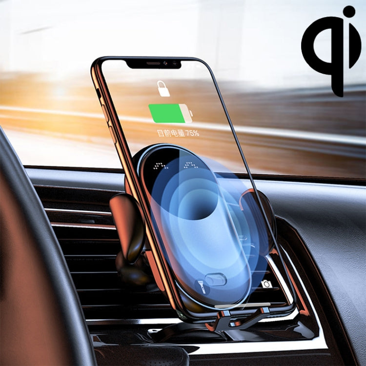K10 15W Max Output Infrared Sensor Car Air Outlet Bracket Wireless Charger(Black) - Wireless Charger Holders by PMC TechLife | Online Shopping South Africa | PMC TechLife