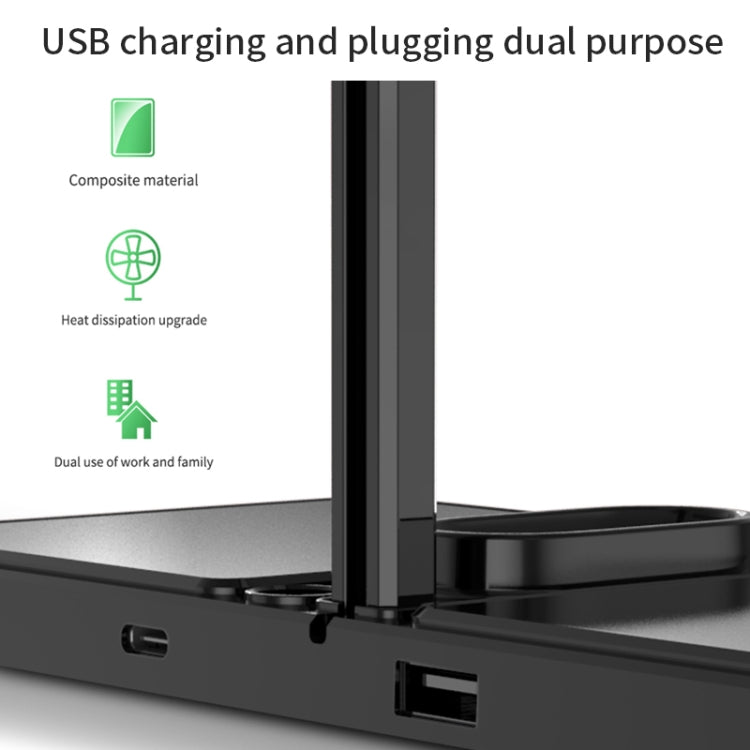K04 4 in 1 10W Qi Standard Wireless Charger for Mobile Phones & iWatch & AirPods (White)