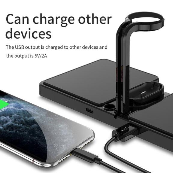 K04 4 in 1 10W Qi Standard Wireless Charger for Mobile Phones & iWatch & AirPods (White)