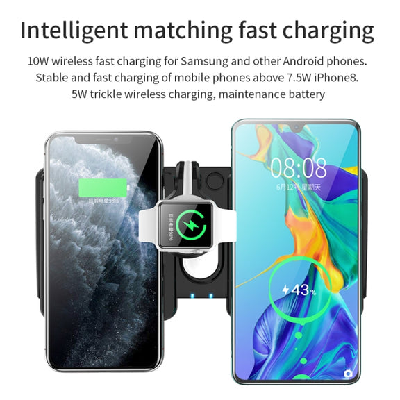 K04 4 in 1 10W Qi Standard Wireless Charger for Mobile Phones & iWatch & AirPods (White)