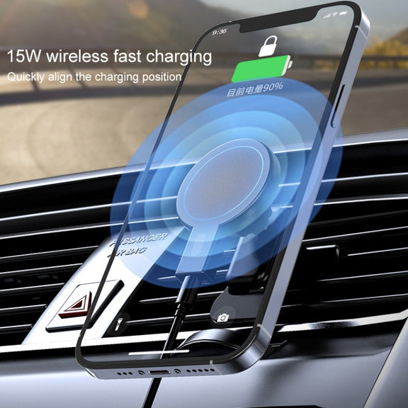 K07 15W Max Output Magnetic Car Air Outlet Bracket Wireless Charger(White)