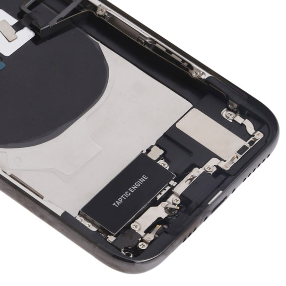 Battery Back Cover Assembly (with Side Keys & Speaker Ringer Buzzer & Motor & Camera Lens & Card Tray & Power Button + Volume Button + Charging Port + Signal Flex Cable & Wireless Charging Module) for iPhone XS(Black)