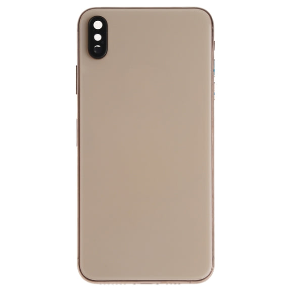 Battery Back Cover Assembly (with Side Keys & Speaker Ringer Buzzer & Motor & Camera Lens & Card Tray & Power Button + Volume Button + Charging Port + Signal Flex Cable & Wireless Charging Module) for iPhone XS(Gold)